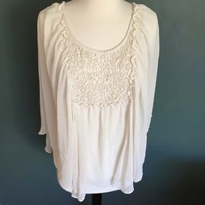 Lauren Conrad Boho White Flowy Top Blouse
